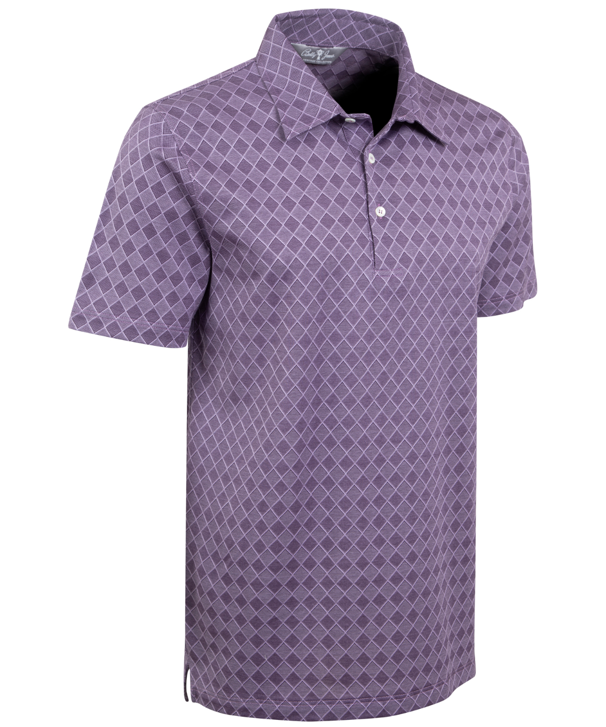 Heritage Loreto Diamond Grid Jacquard Italian Cotton Short-Sleeve Polo