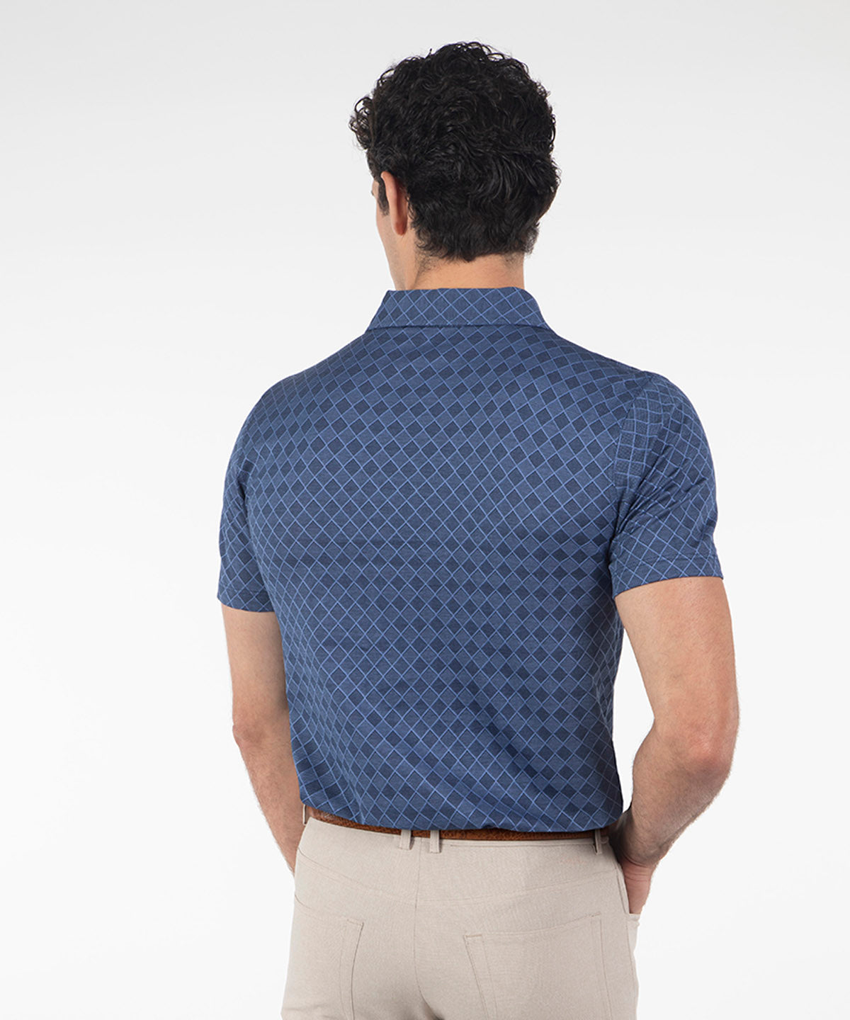 Heritage Loreto Diamond Grid Jacquard Italian Cotton Short-Sleeve Polo