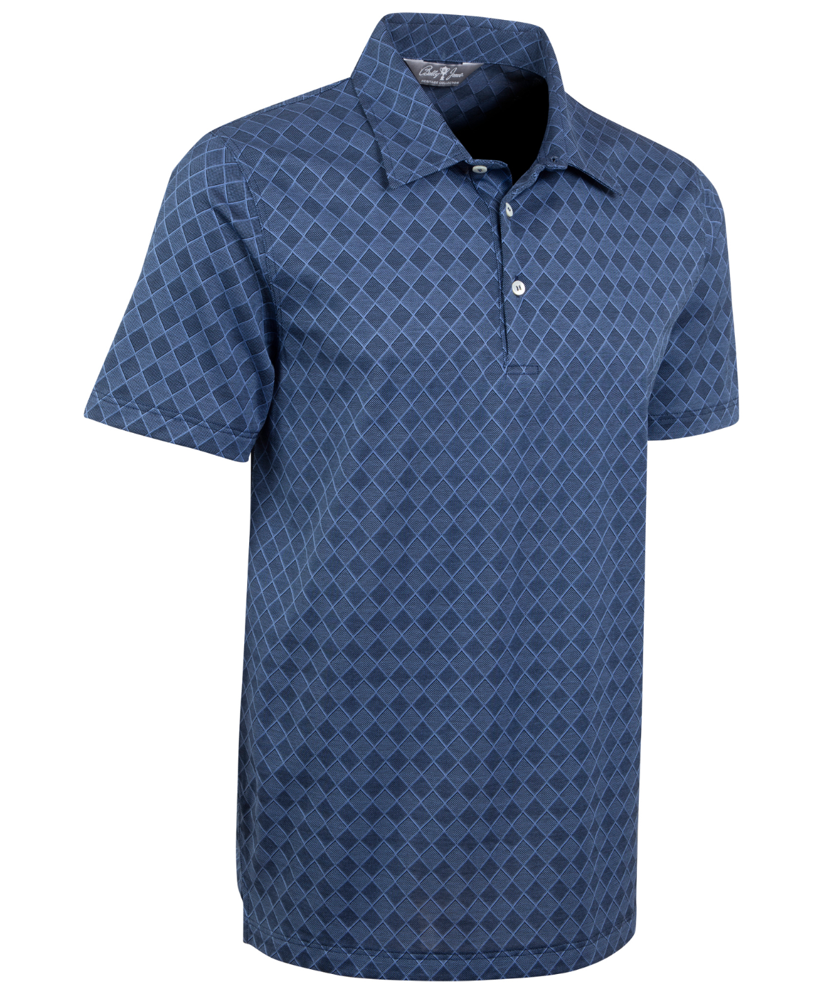 Heritage Loreto Diamond Grid Jacquard Italian Cotton Short-Sleeve Polo
