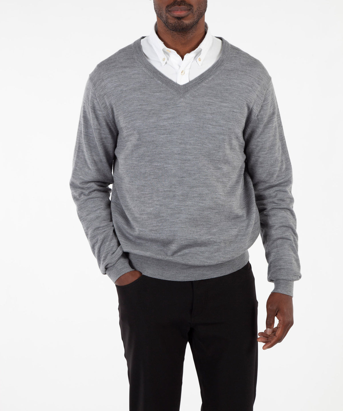 Fine Gauge 100% Merino Wool V-Neck Sweater