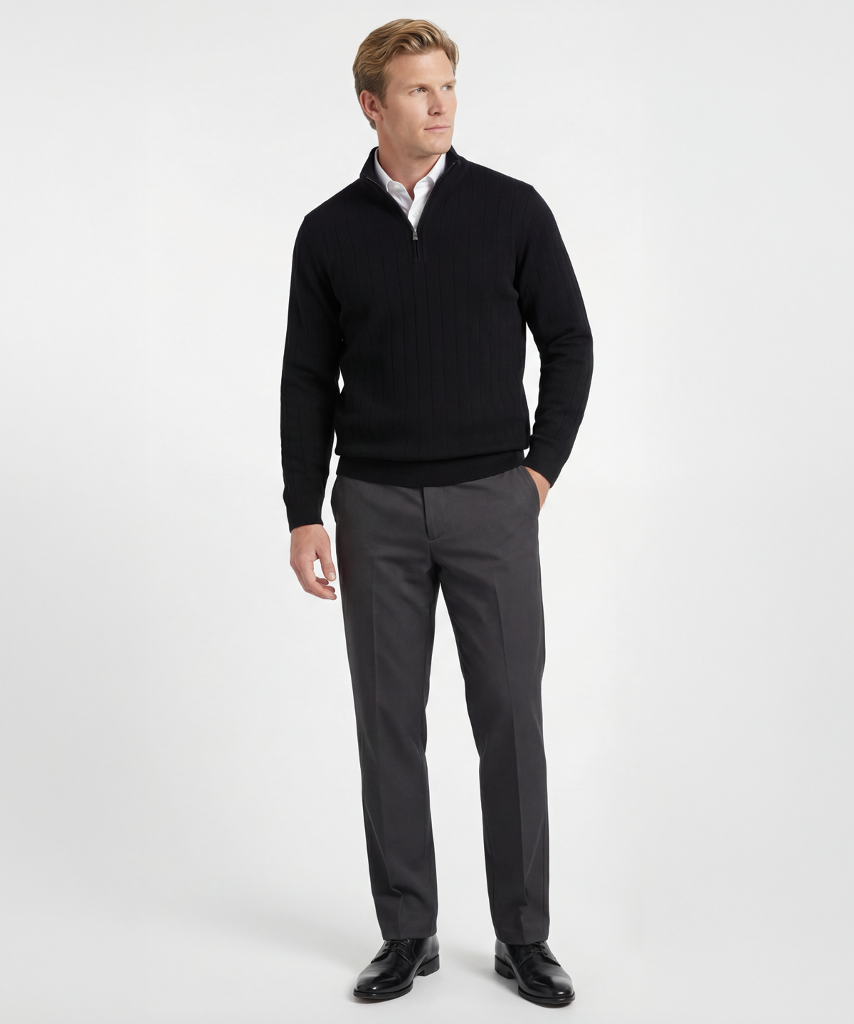Signature Merino Quarter-Zip Mock Neck Sweater