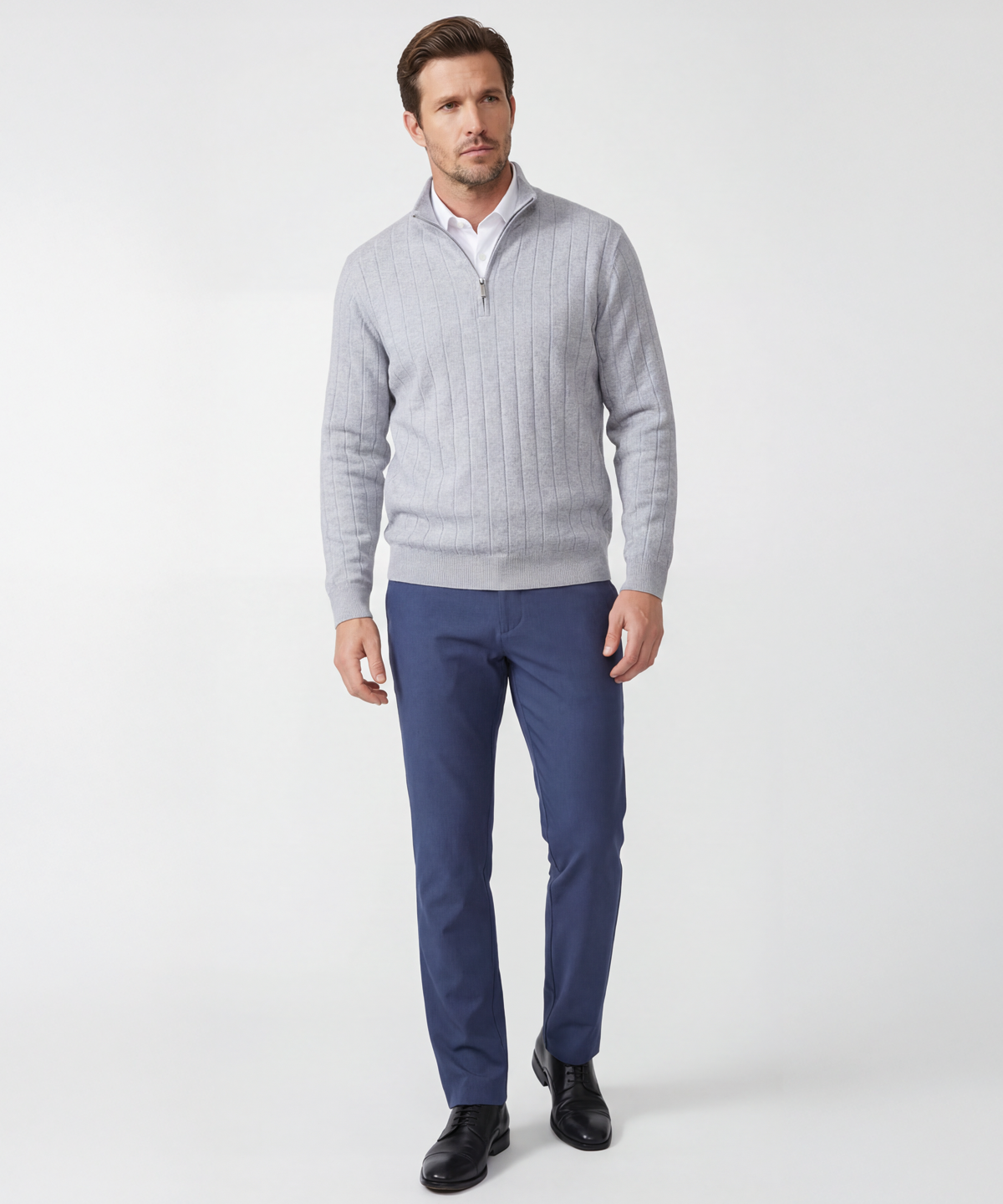 Signature Merino Quarter-Zip Mock Neck Sweater