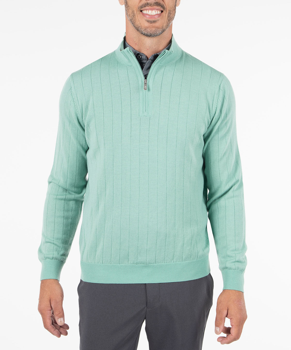 Signature Merino Lined Quarter-Zip Mock Neck Wind Sweater