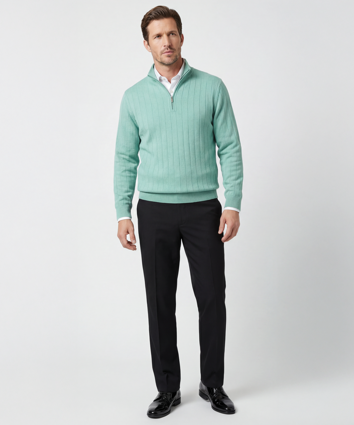 Signature Merino Quarter-Zip Mock Neck Sweater