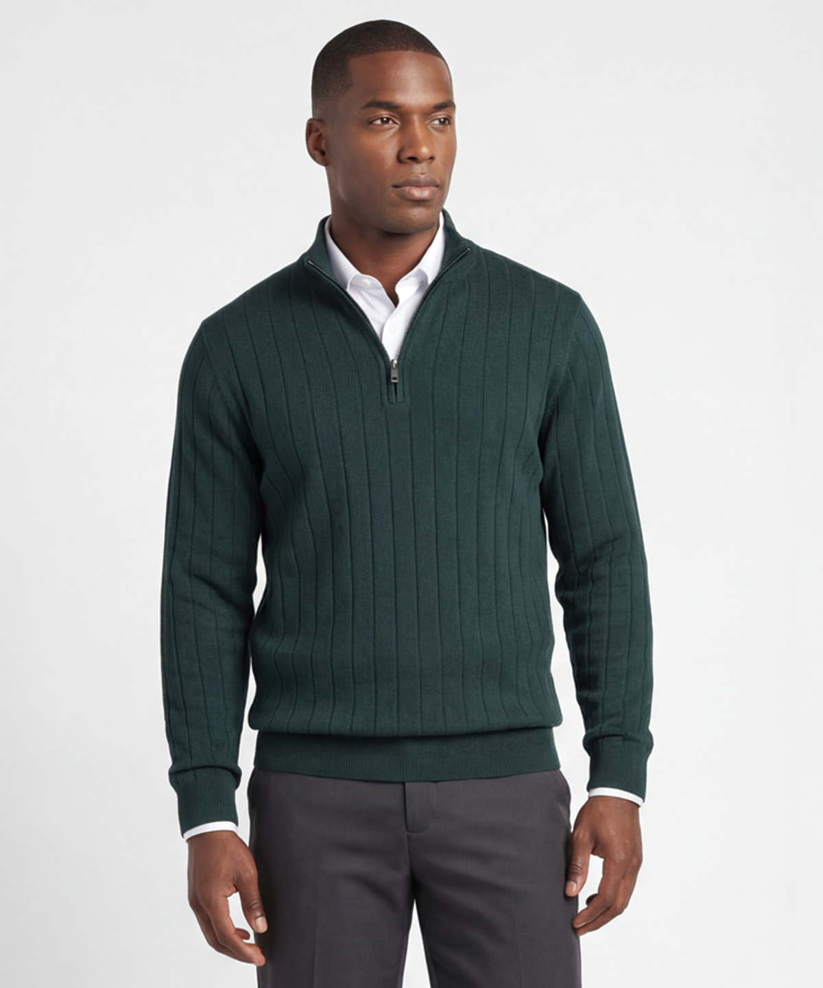 Signature Merino Quarter-Zip Mock Neck Sweater