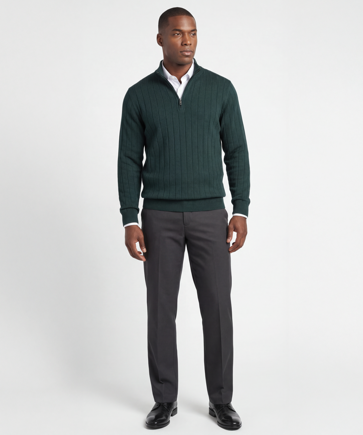 Signature Merino Quarter-Zip Mock Neck Sweater