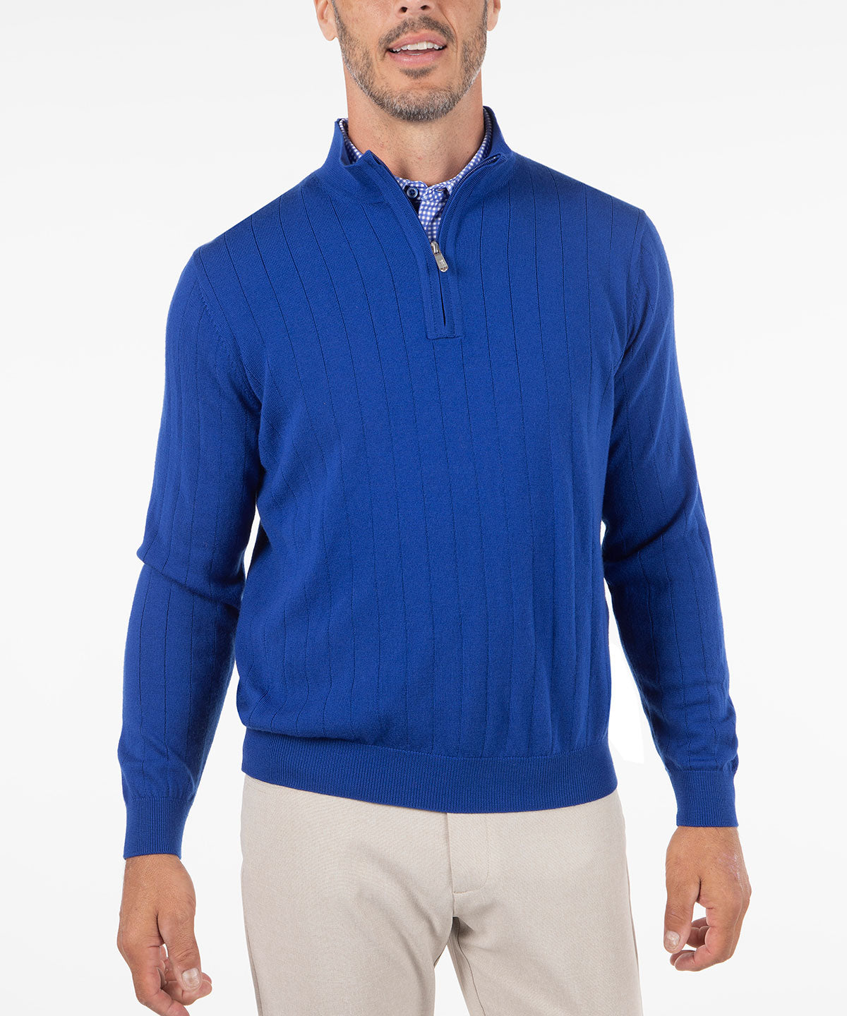 Signature Merino Lined Quarter-Zip Mock Neck Wind Sweater