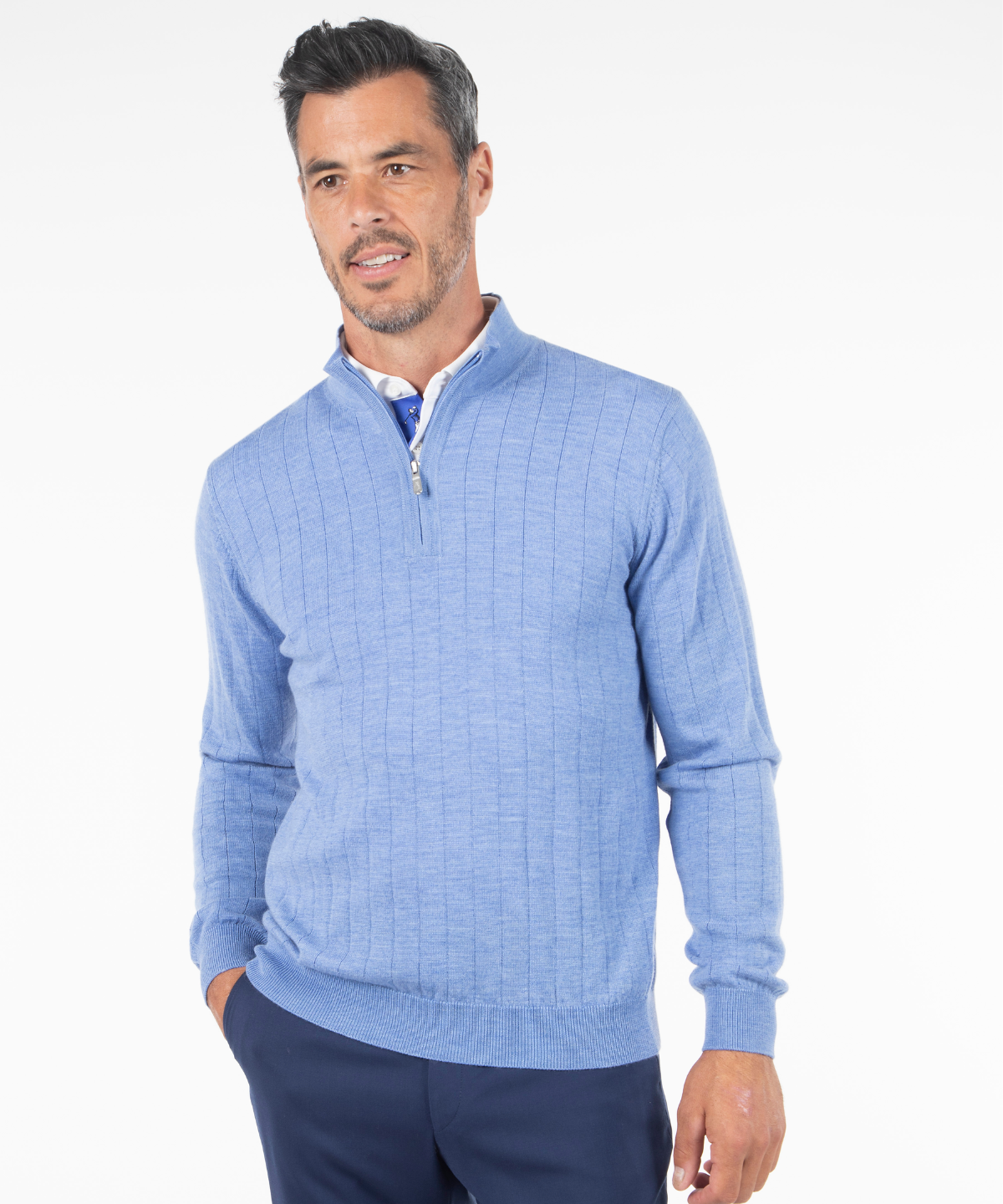Signature Merino Quarter-Zip Mock Neck Sweater