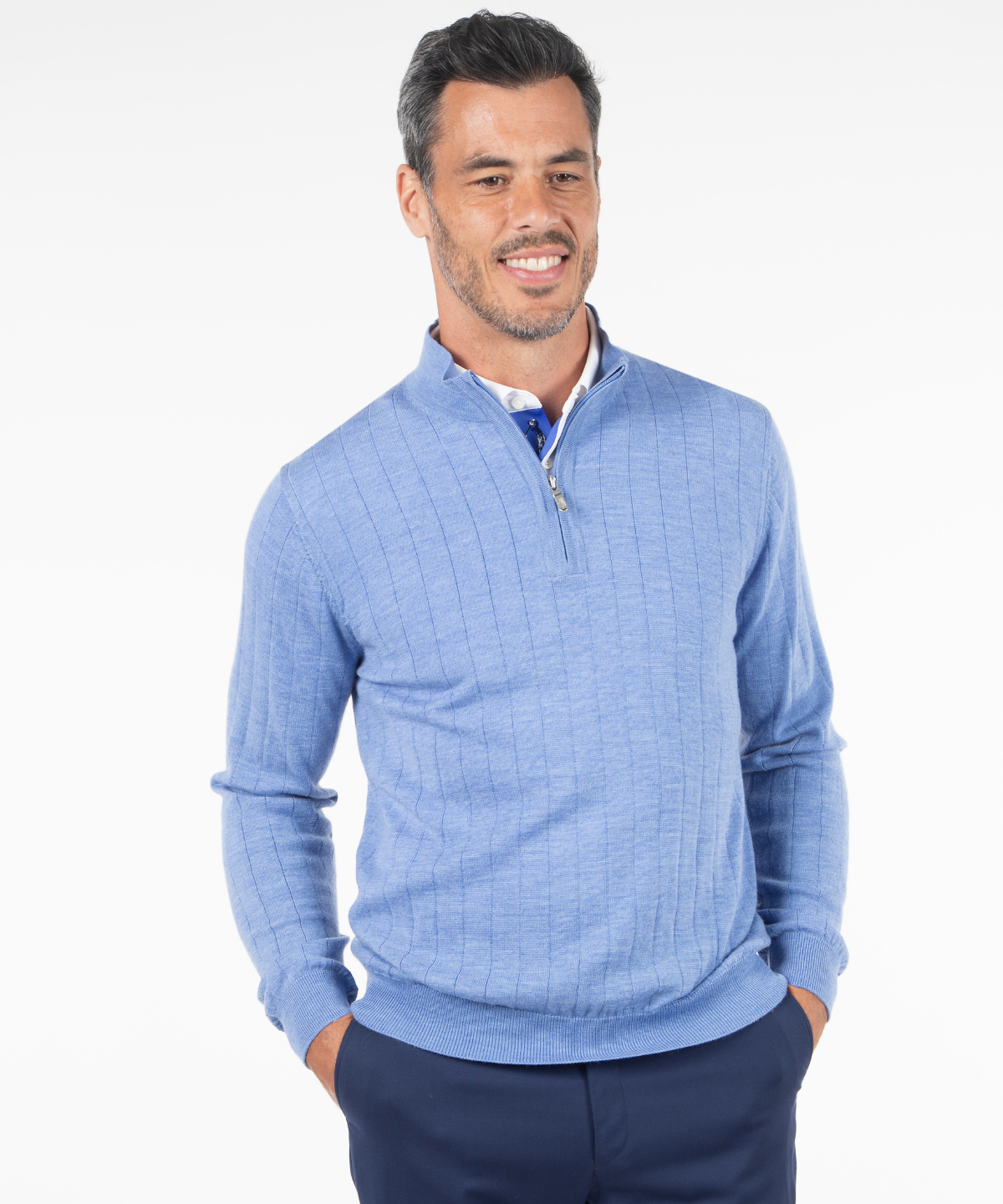 Signature Merino Quarter-Zip Mock Neck Sweater