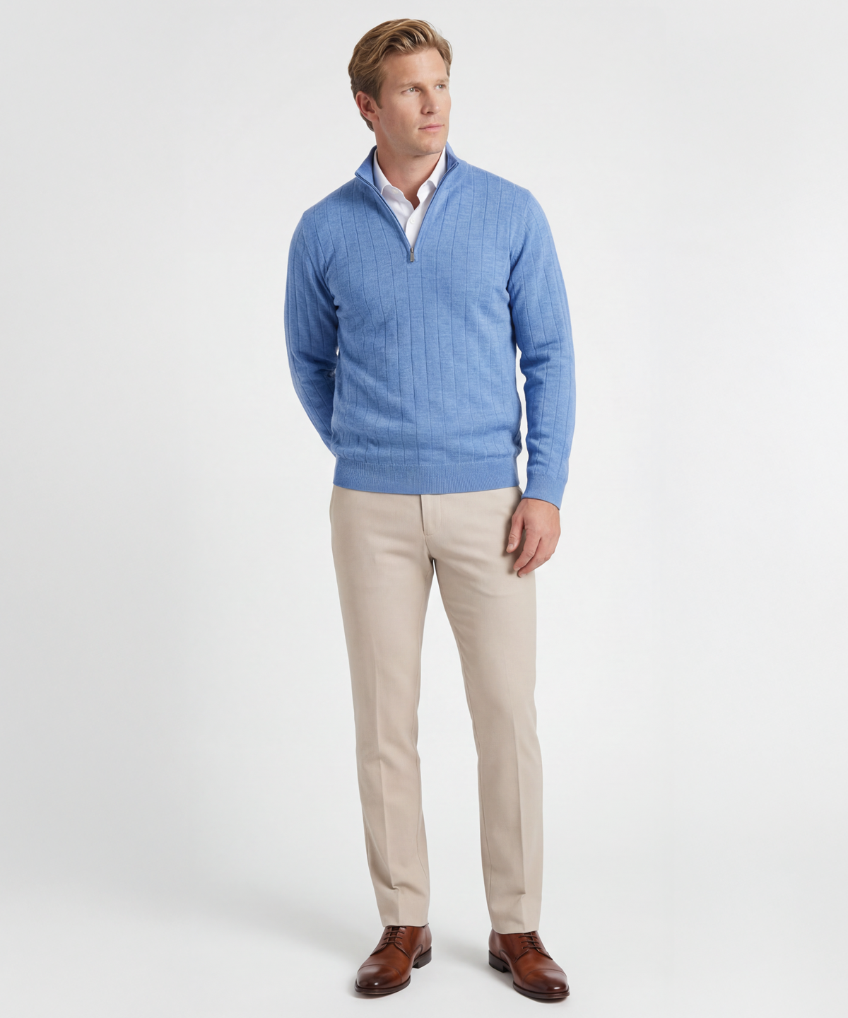 Signature Merino Quarter-Zip Mock Neck Sweater