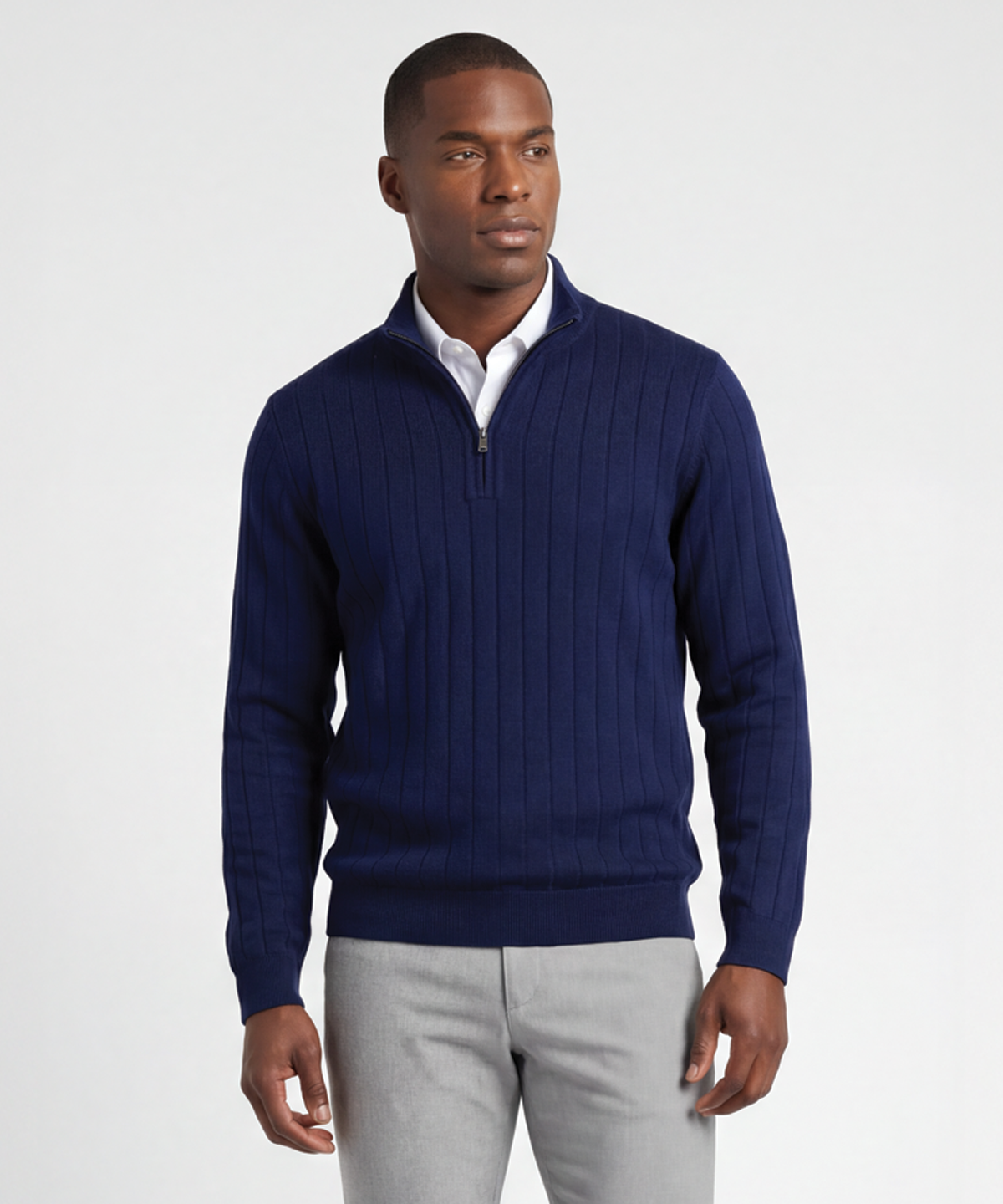 Signature Merino Quarter-Zip Mock Neck Sweater