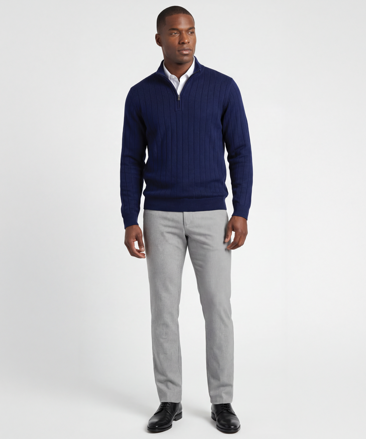 Signature Merino Quarter-Zip Mock Neck Sweater