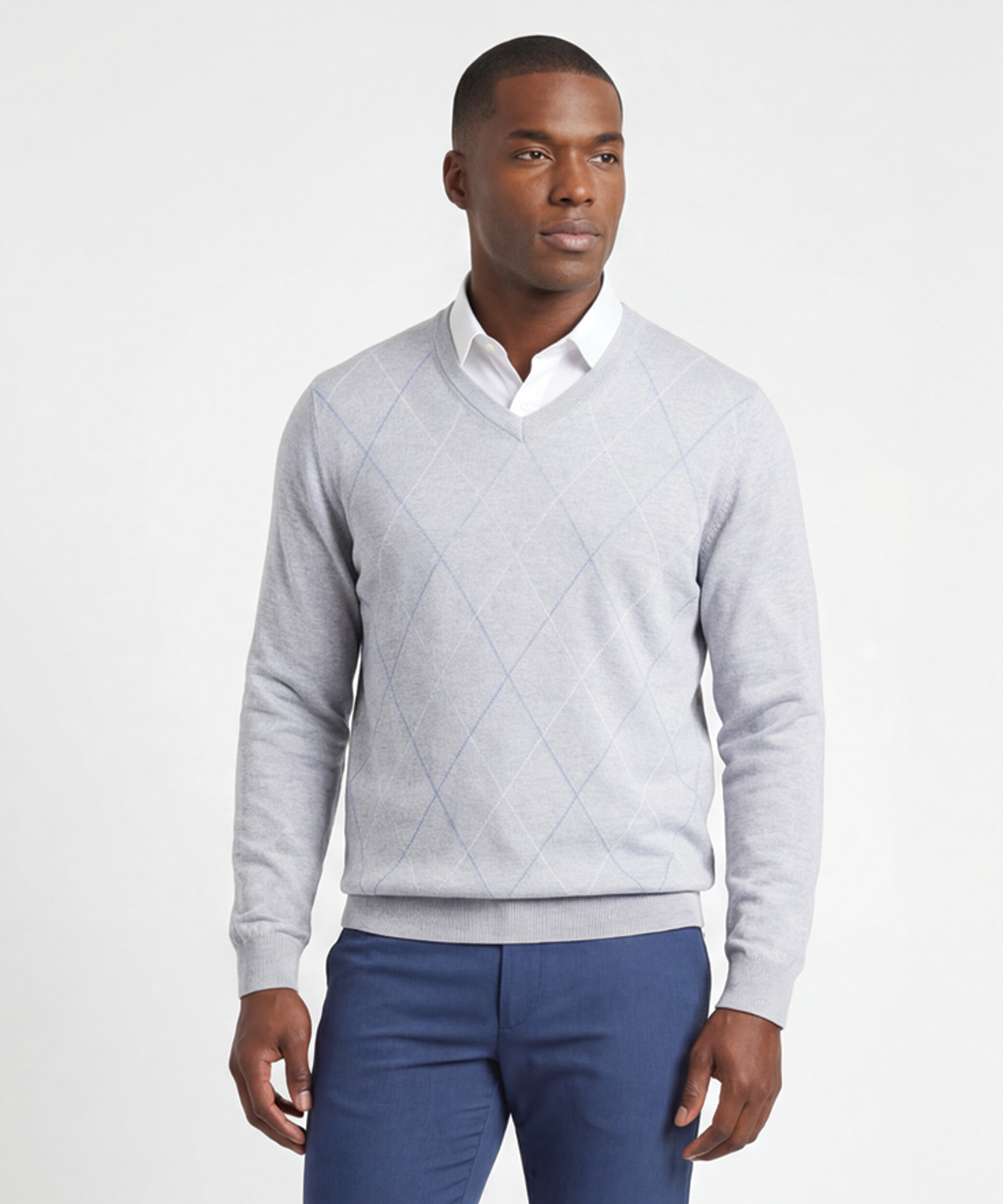 Signature Merino Argyle V-Neck Sweater