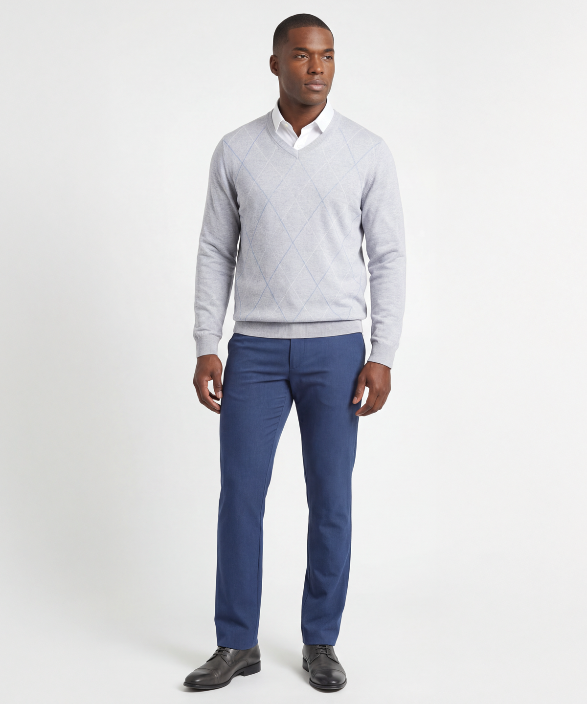 Signature Merino Argyle V-Neck Sweater