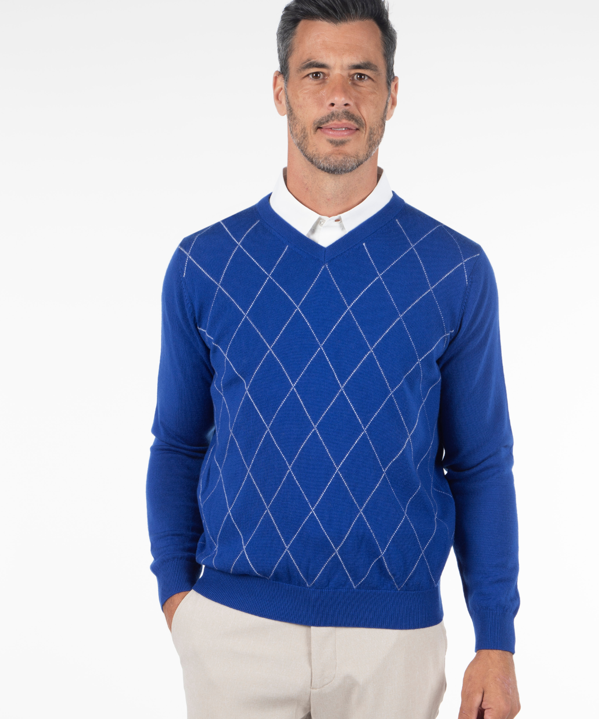 Signature Merino Argyle V-Neck Sweater