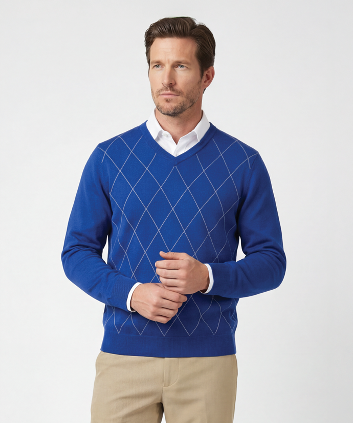Signature Merino Argyle V-Neck Sweater