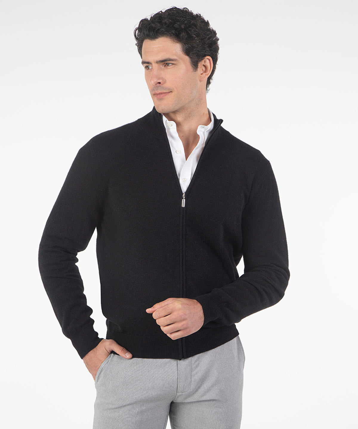 Heritage Italian Full-Zip Cashmere Cardigan Sweater