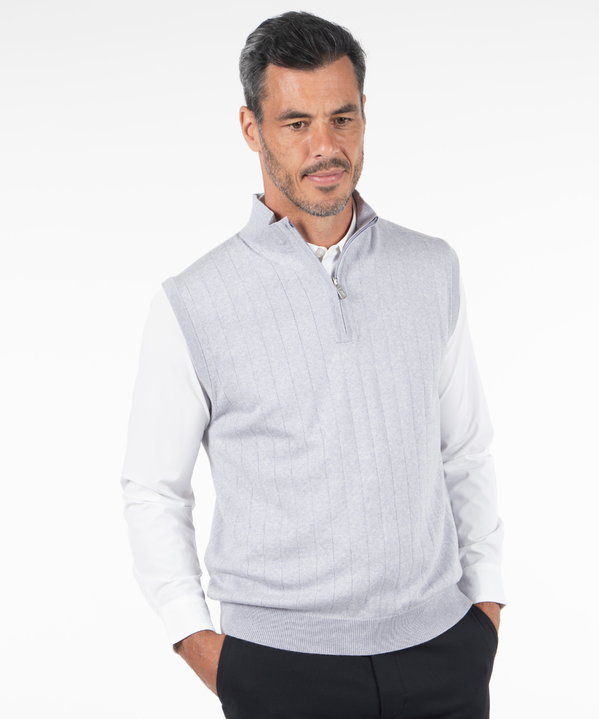 Signature Merino Quarter-Zip Mock Neck Vest