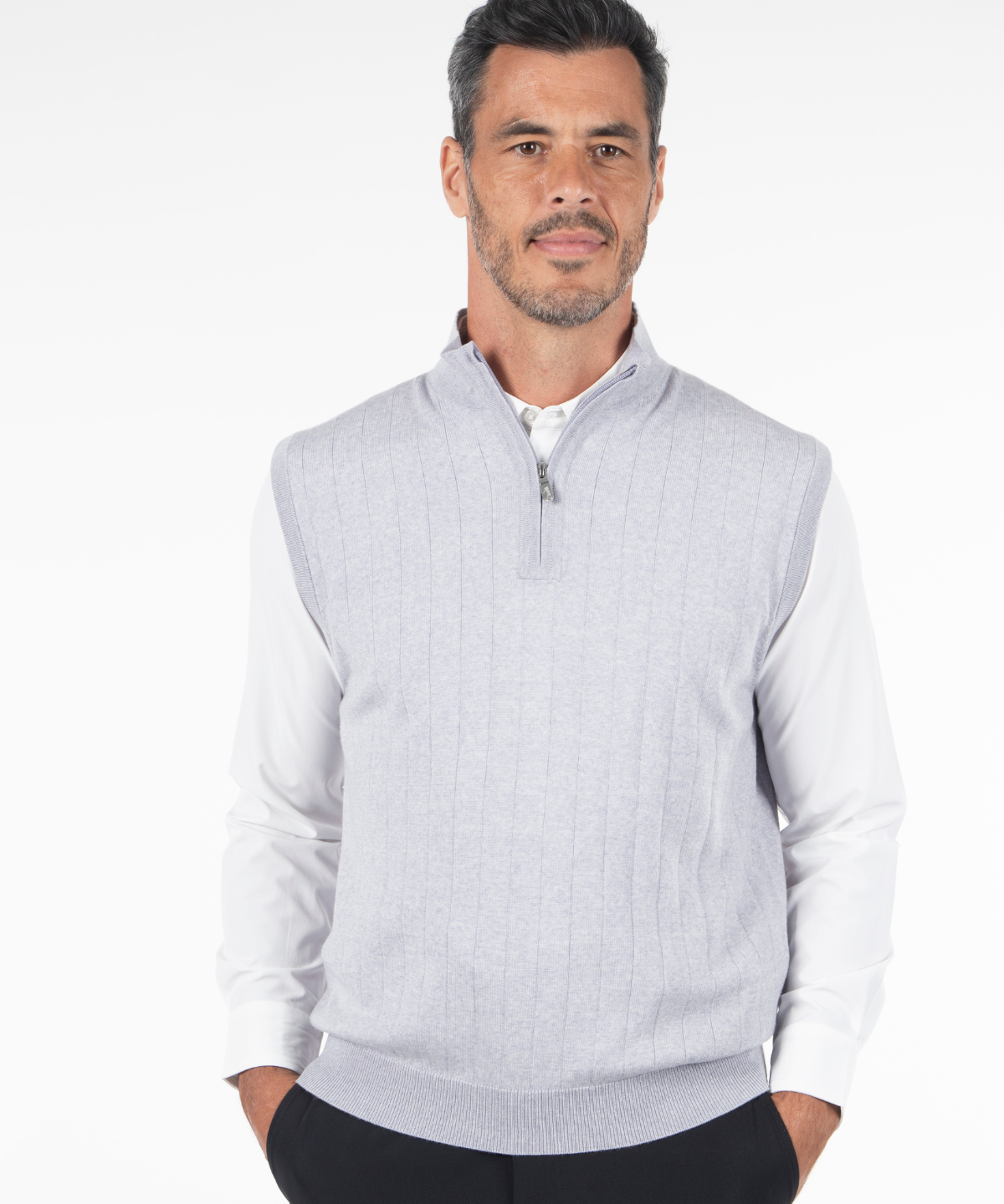 Signature Merino Quarter-Zip Mock Neck Vest
