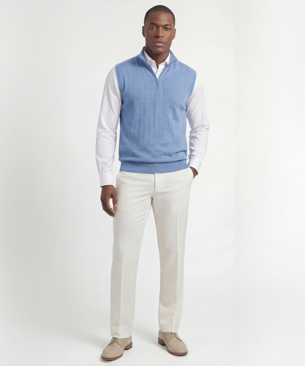 Signature Merino Quarter-Zip Mock Neck Vest