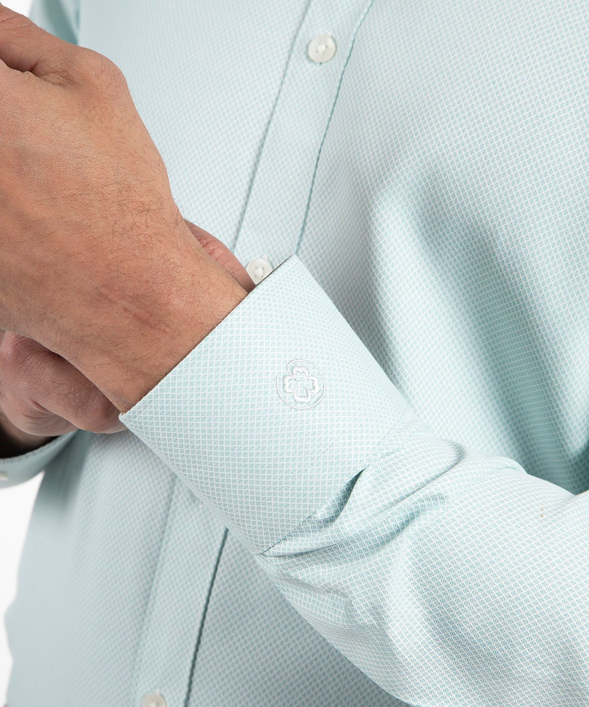 Signature Palmetto Micro Geo Dobby Weave Wrinkle Resistant Long Sleeve Sport Shirt