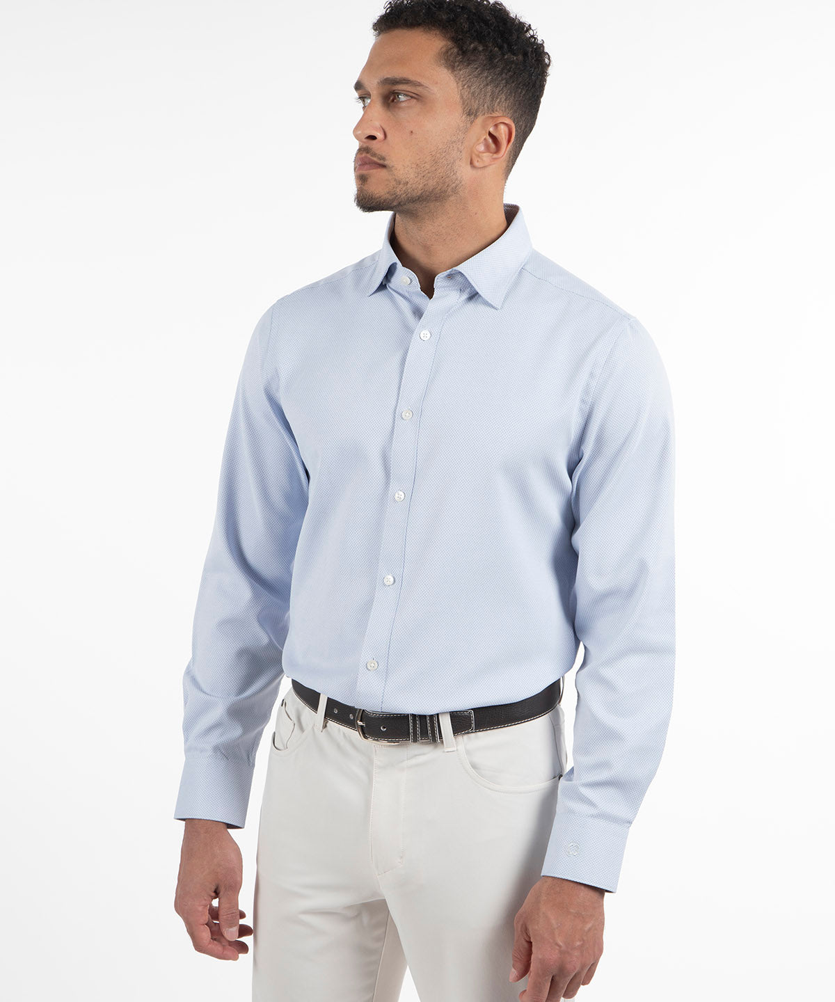 Signature Palmetto Micro Geo Dobby Weave Wrinkle Resistant Long Sleeve Sport Shirt