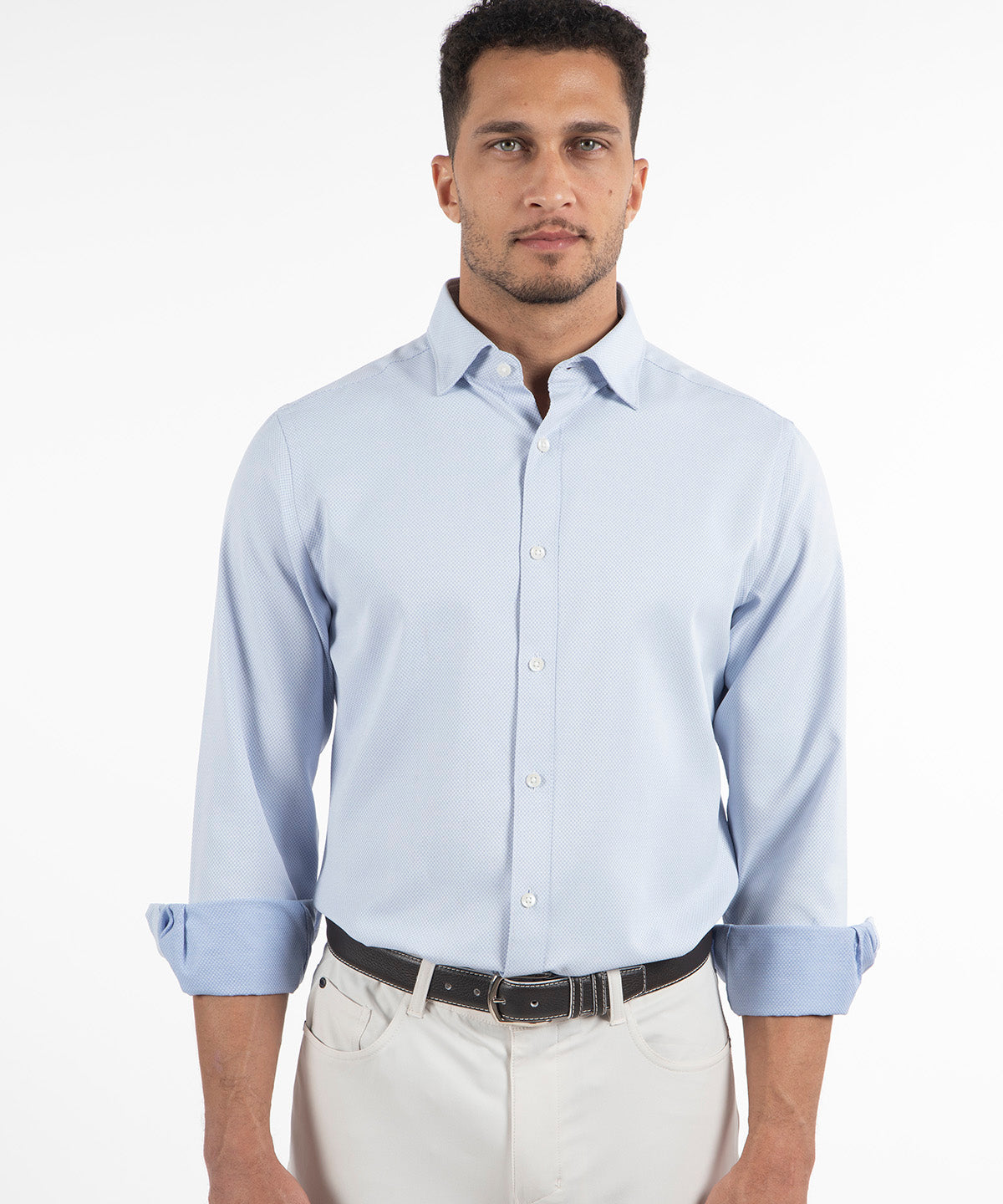 Signature Palmetto Micro Geo Dobby Weave Wrinkle Resistant Long Sleeve Sport Shirt