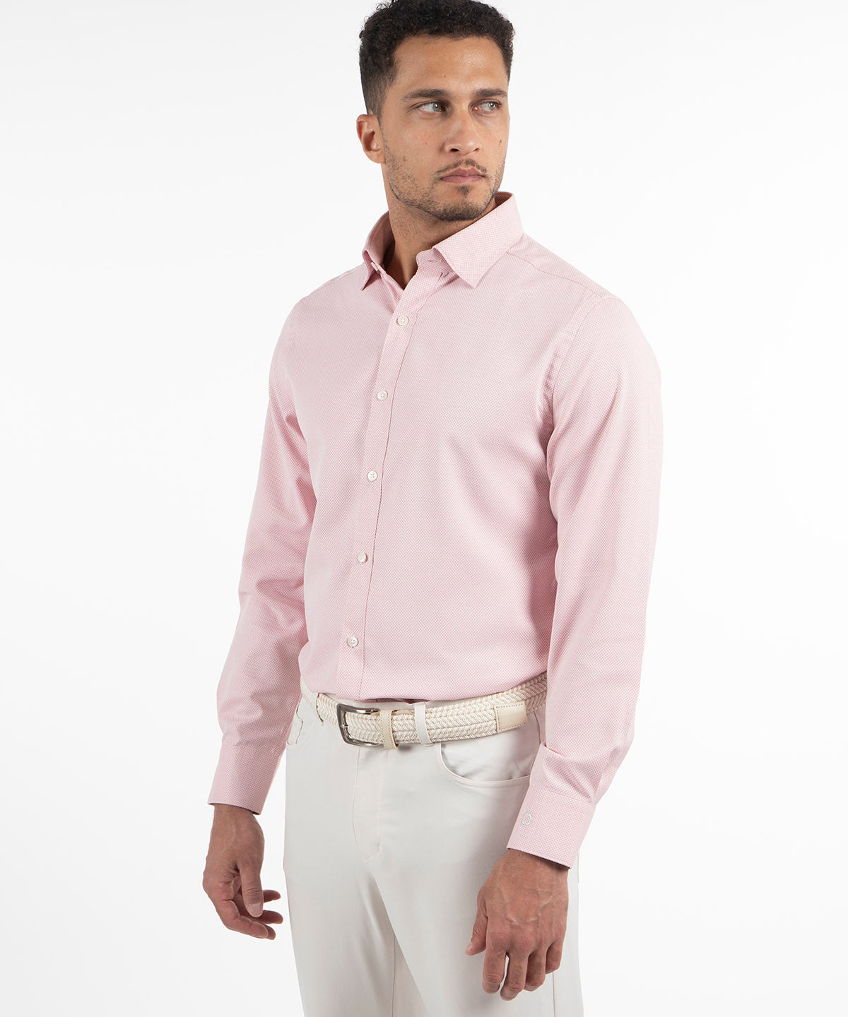 Signature Palmetto Micro Geo Dobby Weave Wrinkle Resistant Long Sleeve Sport Shirt