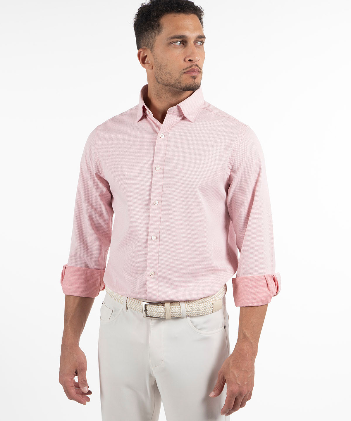 Signature Palmetto Micro Geo Dobby Weave Wrinkle Resistant Long Sleeve Sport Shirt