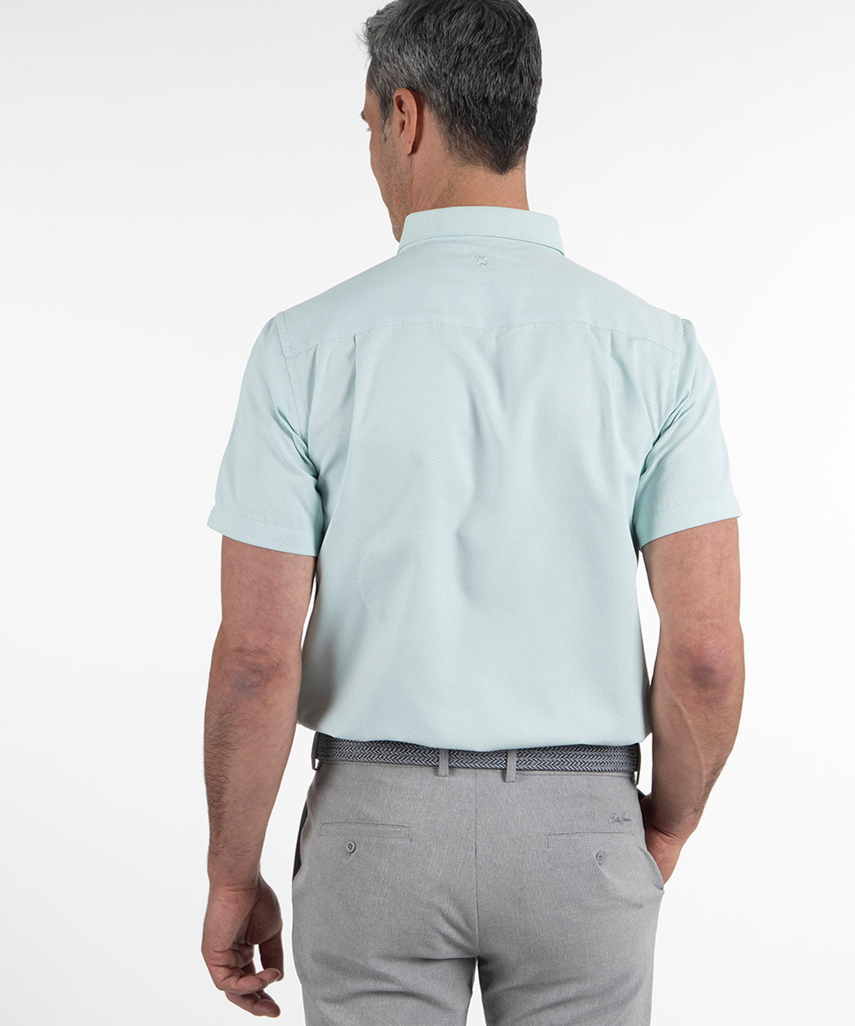 Signature Palmetto Micro Geo Print Wrinkle Resistant Short Sleeve Sport Shirt