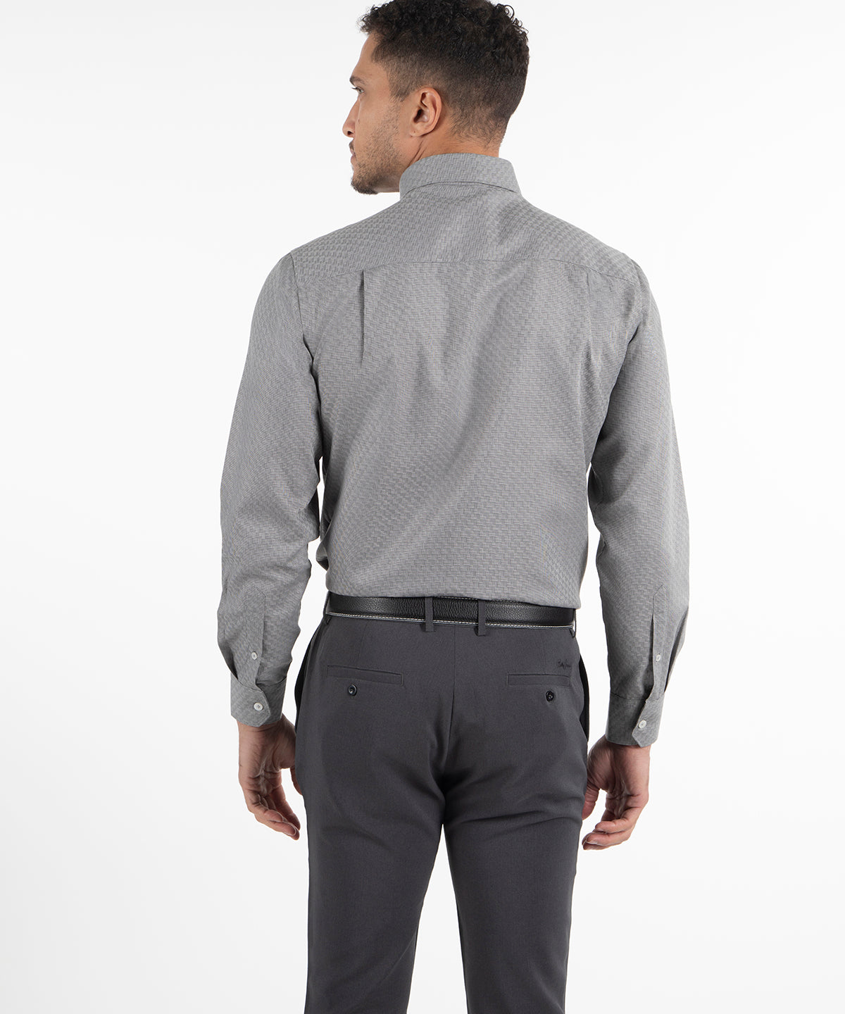 Signature Lexington Basketweave Jacquard Wrinkle Resistant Long Sleeve Sport Shirt