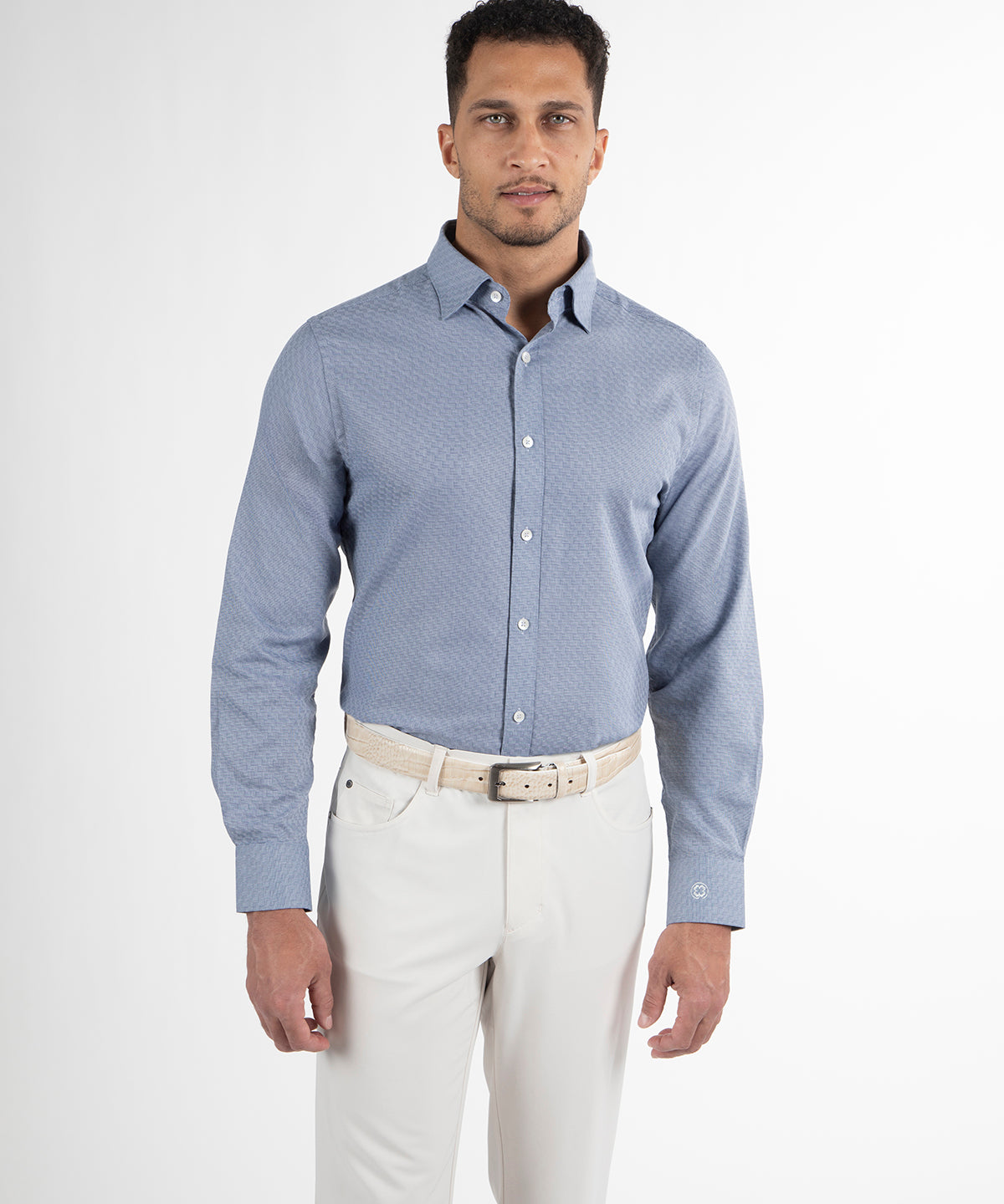Signature Lexington Basketweave Jacquard Wrinkle Resistant Long Sleeve Sport Shirt