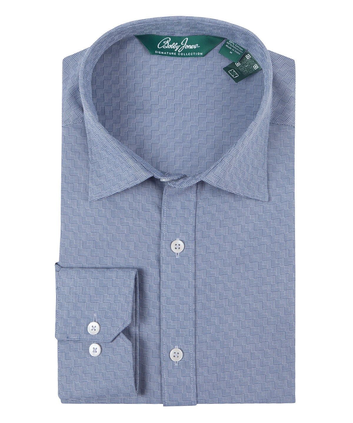 Signature Lexington Basketweave Jacquard Wrinkle Resistant Long Sleeve Sport Shirt