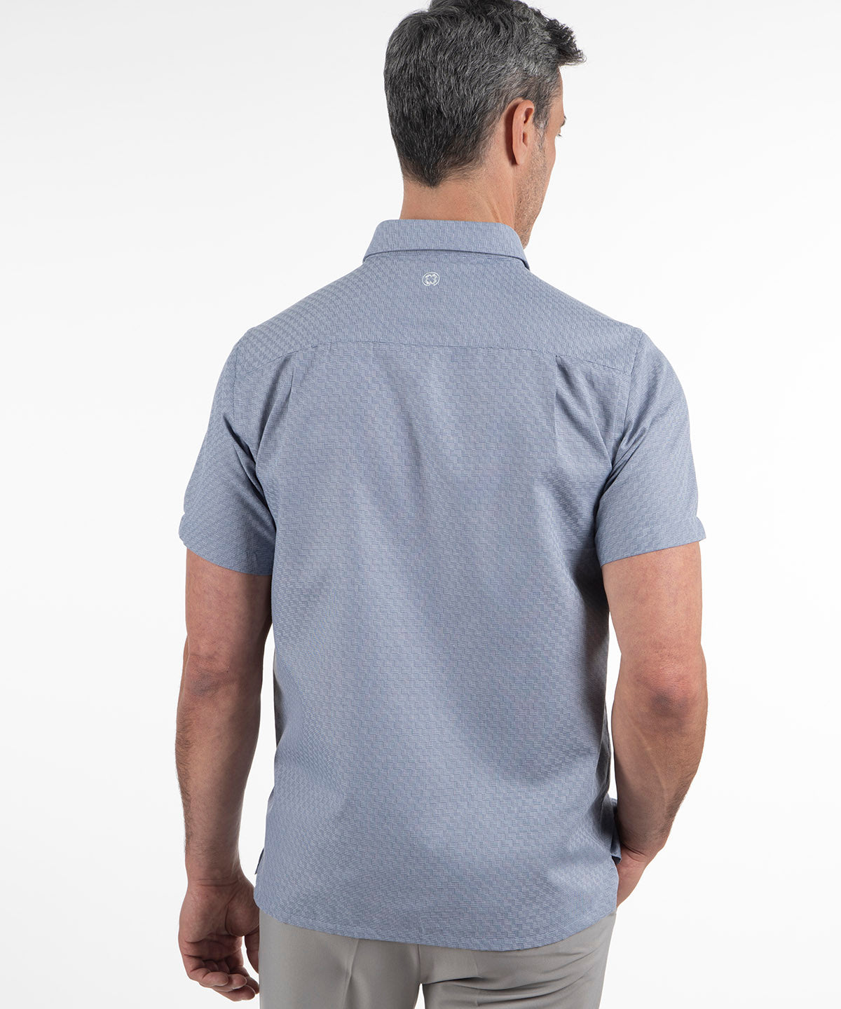 Signature Lexington Basketweave Print Wrinkle Resistant Short Sleeve Sport Shirt