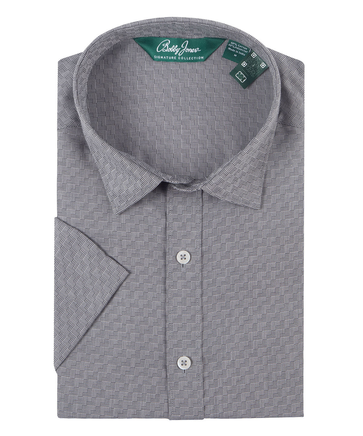 Signature Lexington Basketweave Print Wrinkle Resistant Short Sleeve Sport Shirt
