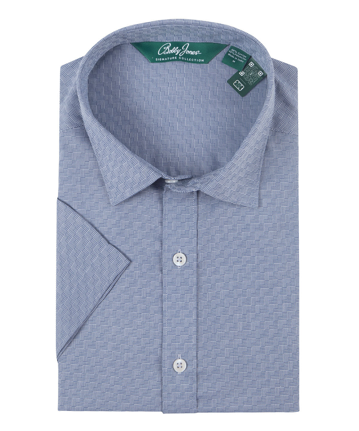 Signature Lexington Basketweave Print Wrinkle Resistant Short Sleeve Sport Shirt
