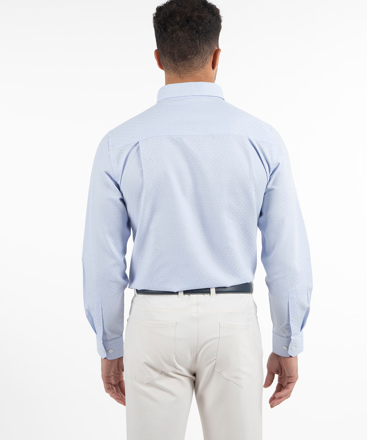 Signature Berkeley Tonal Grid Jacquard Weave Wrinkle Resistant Long Sleeve Sport Shirt