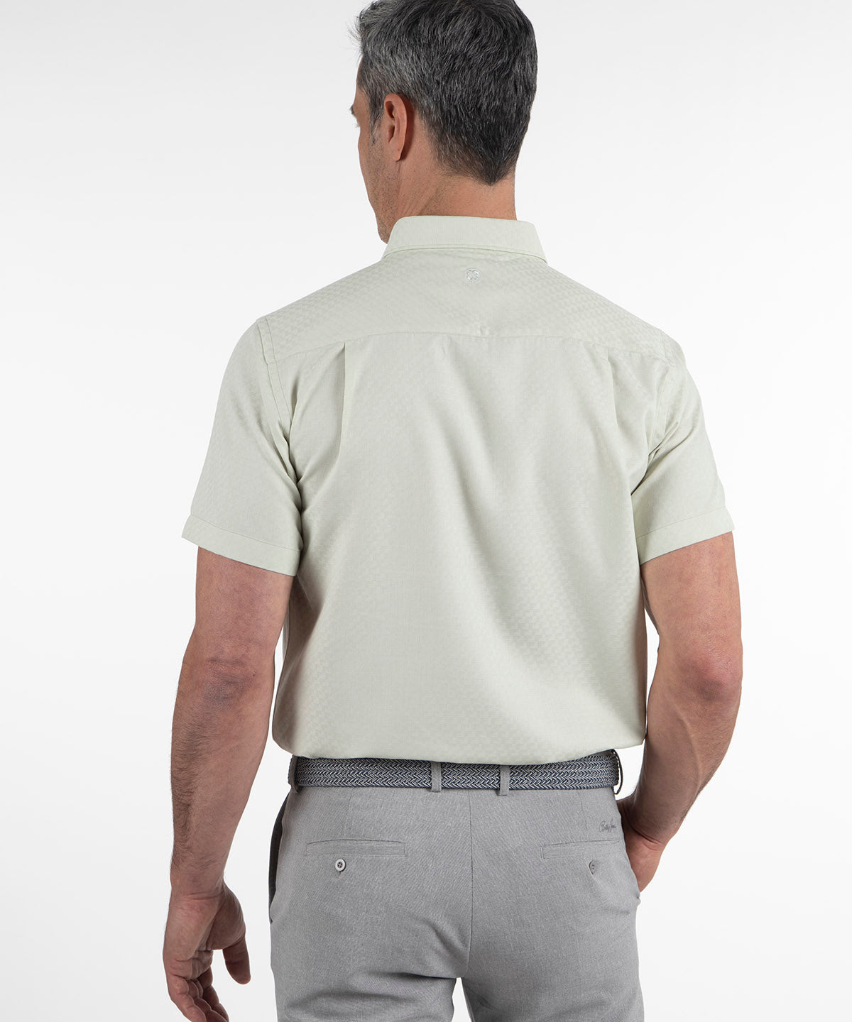 Signature Berkeley Tonal Grid Print Wrinkle Resistant Short Sleeve Sport Shirt