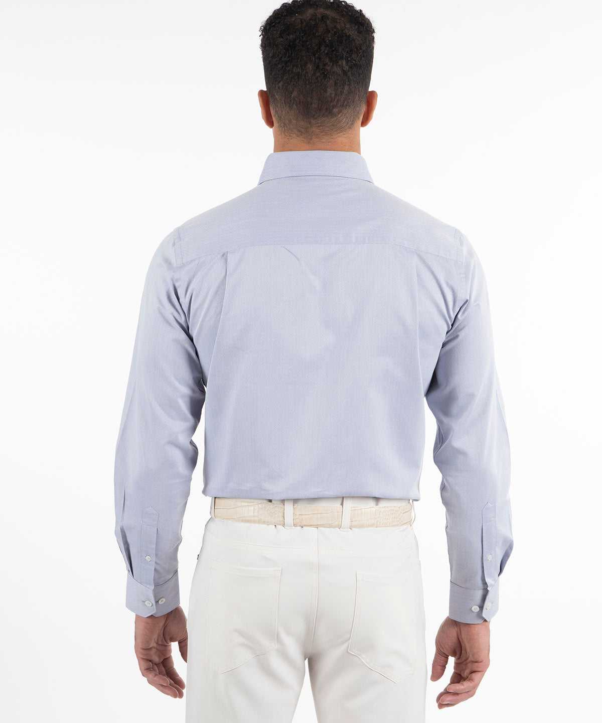 Signature Covington Geometric Maze Jacquard Weave Wrinkle Resistant Long Sleeve Sport Shirt