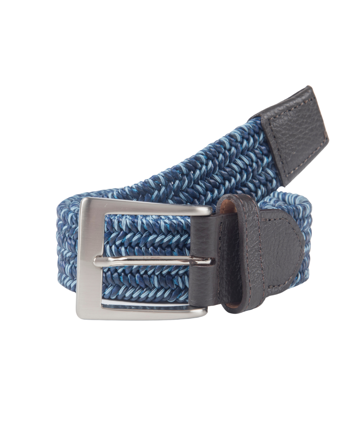 Stretch Belt with Calfskin Tabs and Brushed Nickle Buckle