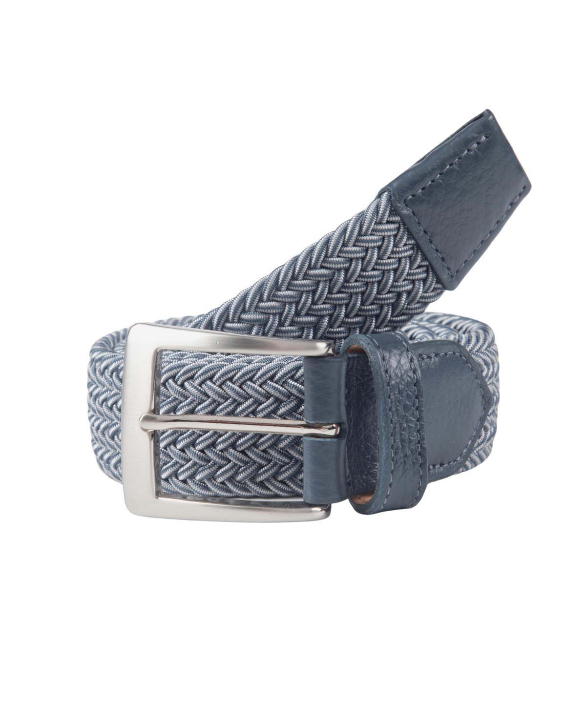 Stretch Belt with Calfskin Tabs and Brushed Nickle Buckle