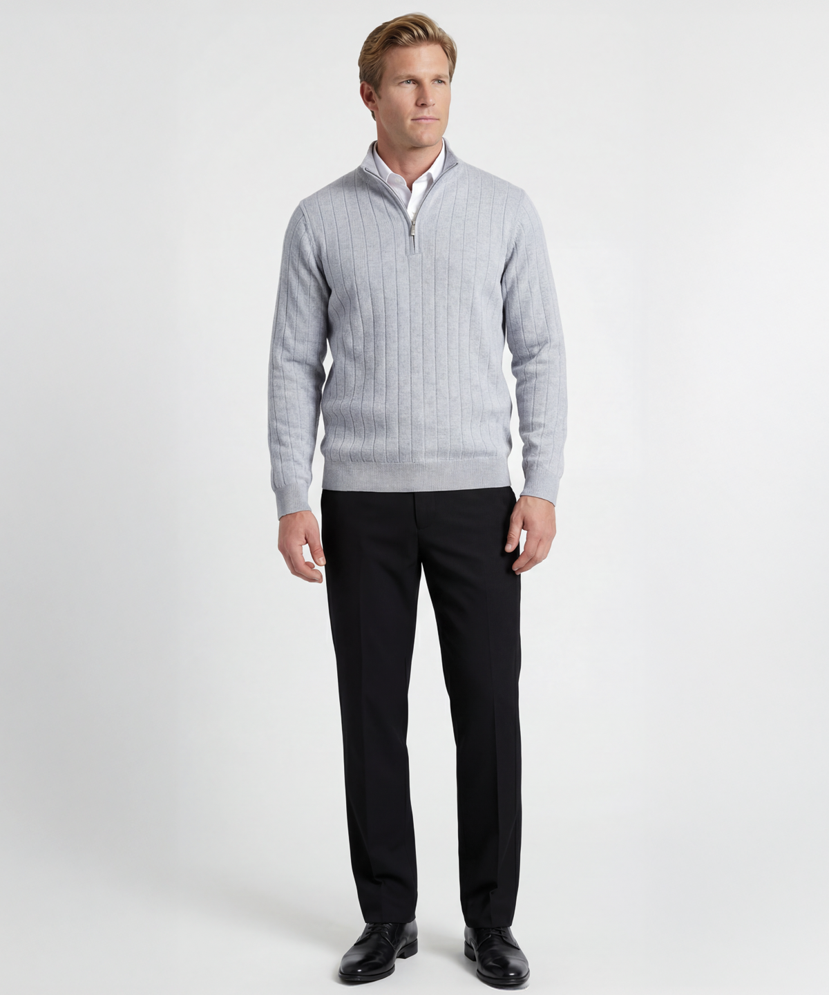 Signature Merino Lined Quarter-Zip Mock Neck Wind Sweater