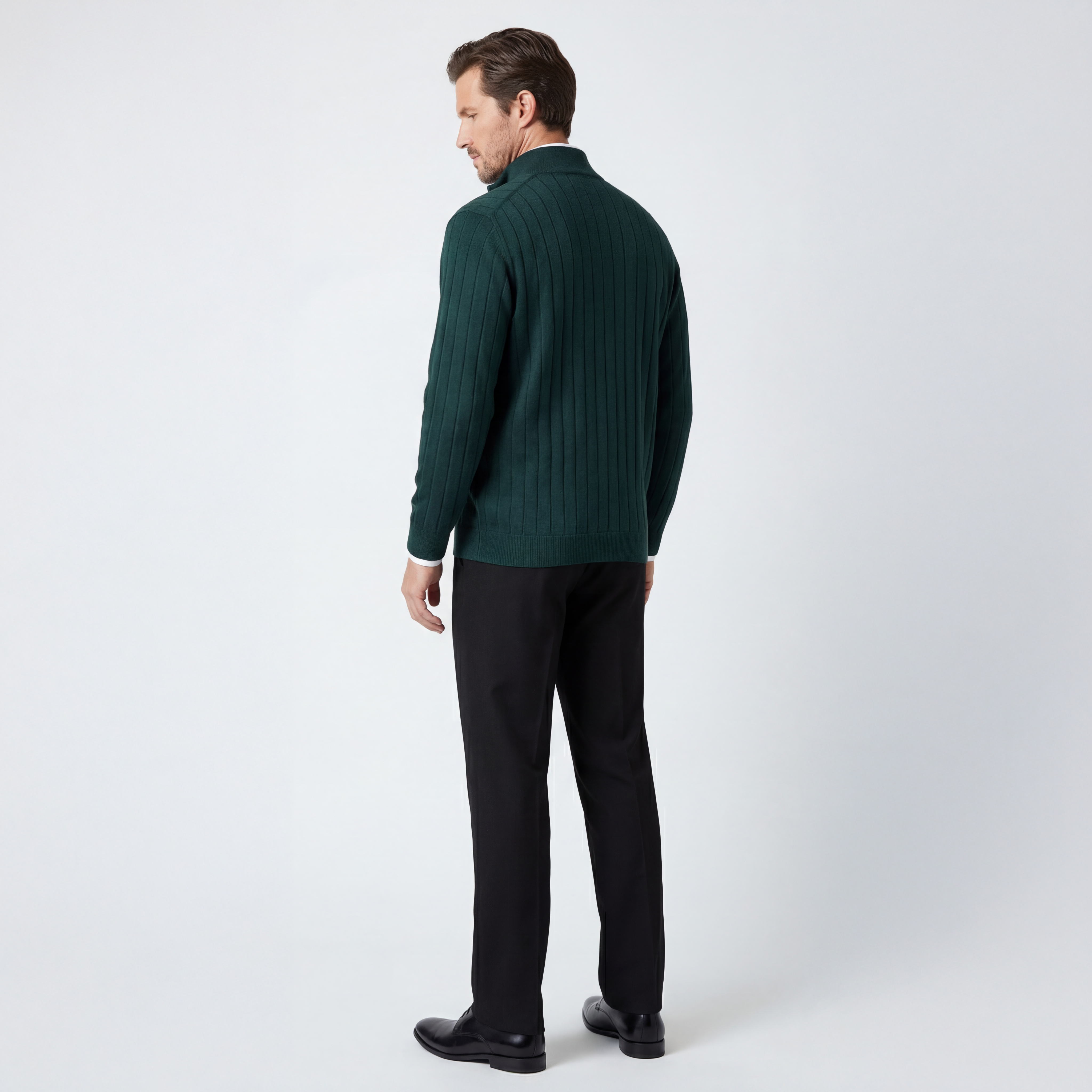 Signature Merino Lined Quarter-Zip Mock Neck Wind Sweater