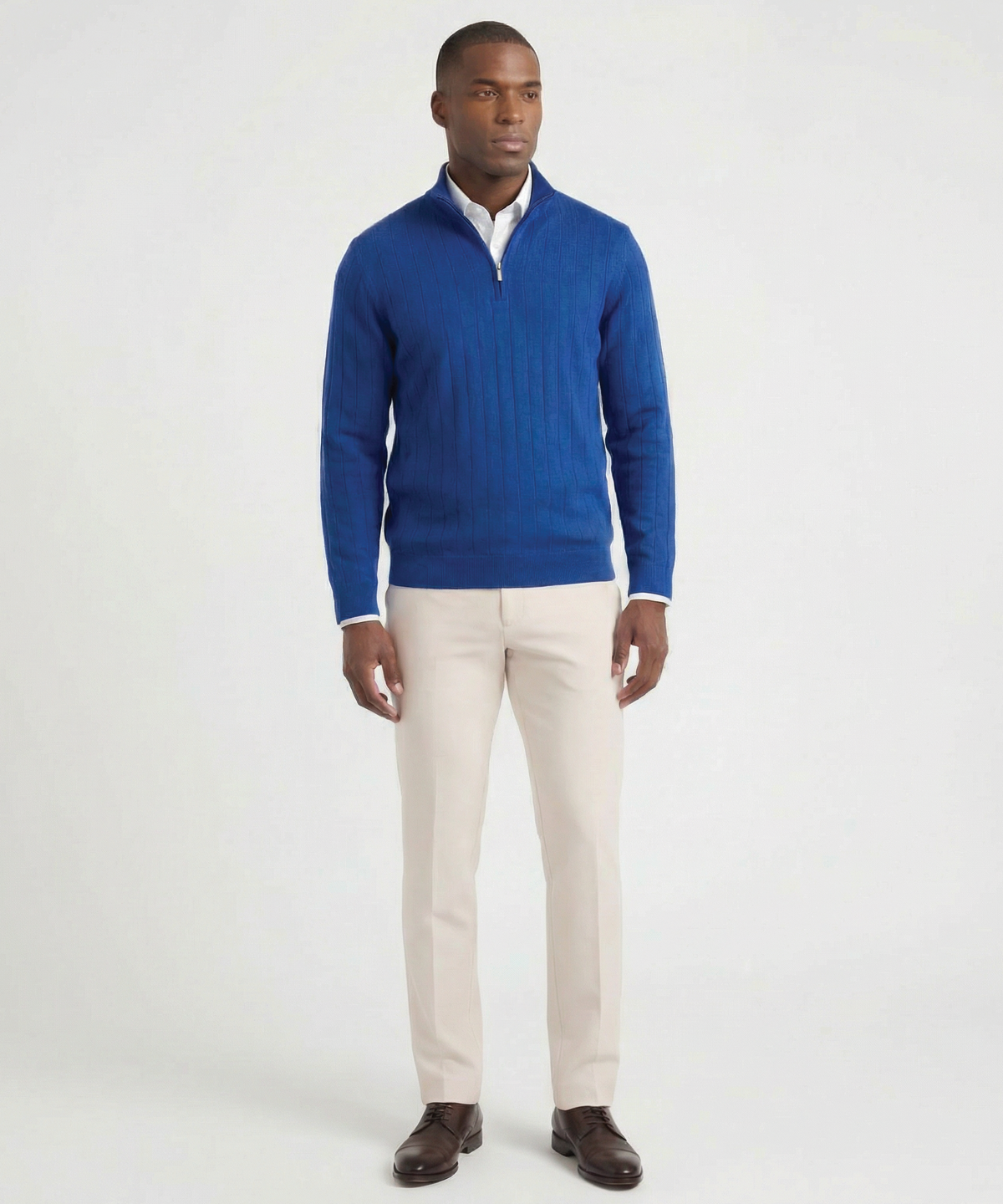Signature Merino Lined Quarter-Zip Mock Neck Wind Sweater
