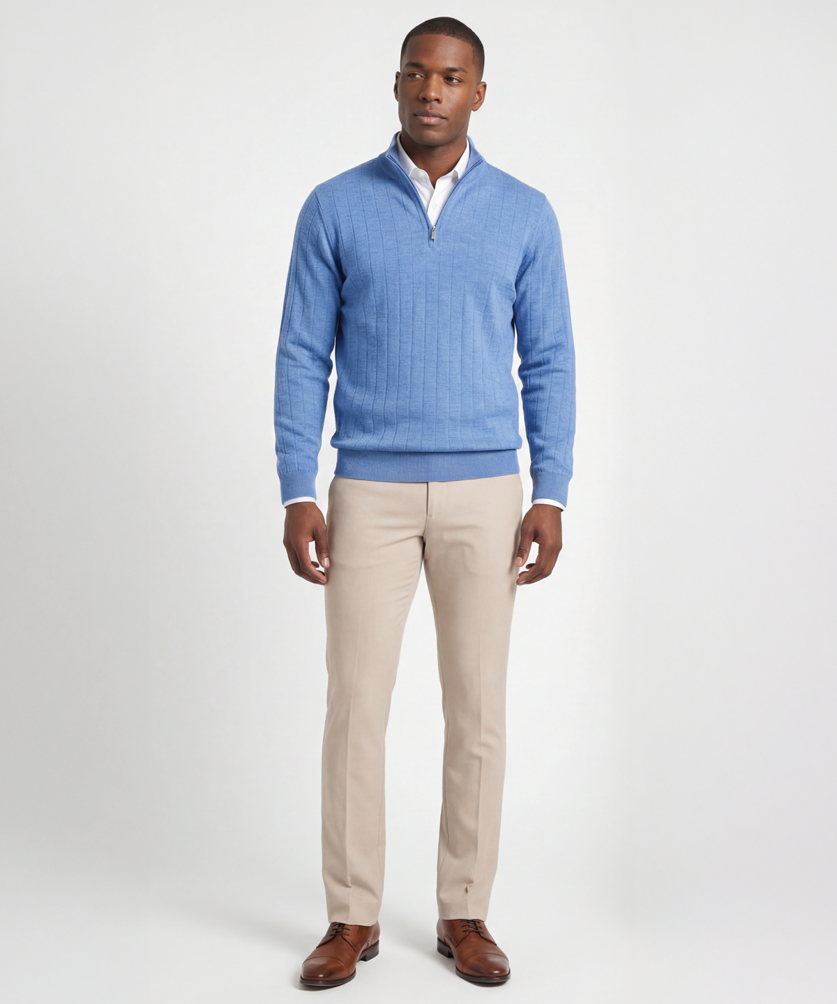 Signature Merino Lined Quarter-Zip Mock Neck Wind Sweater
