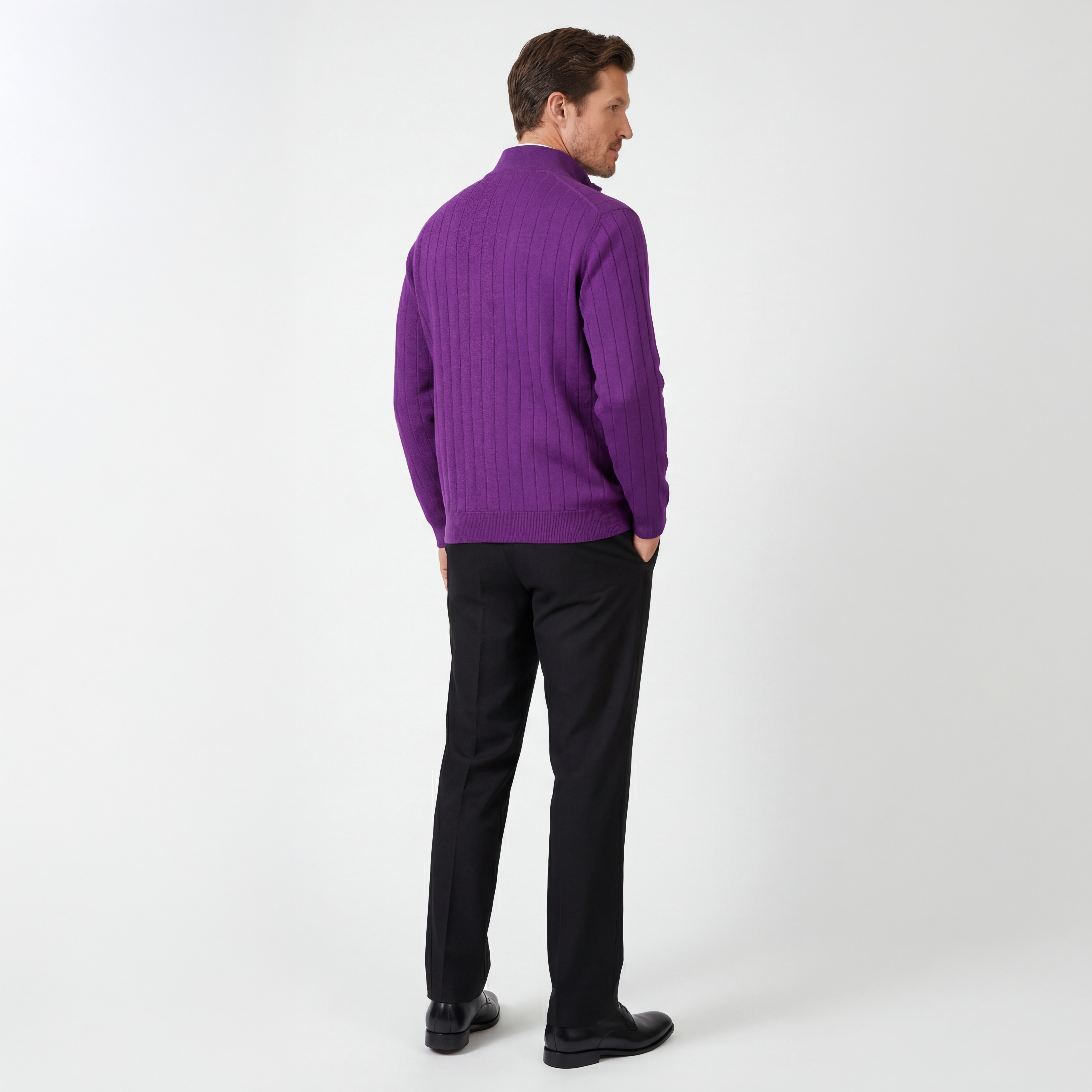 Signature Merino Lined Quarter-Zip Mock Neck Wind Sweater