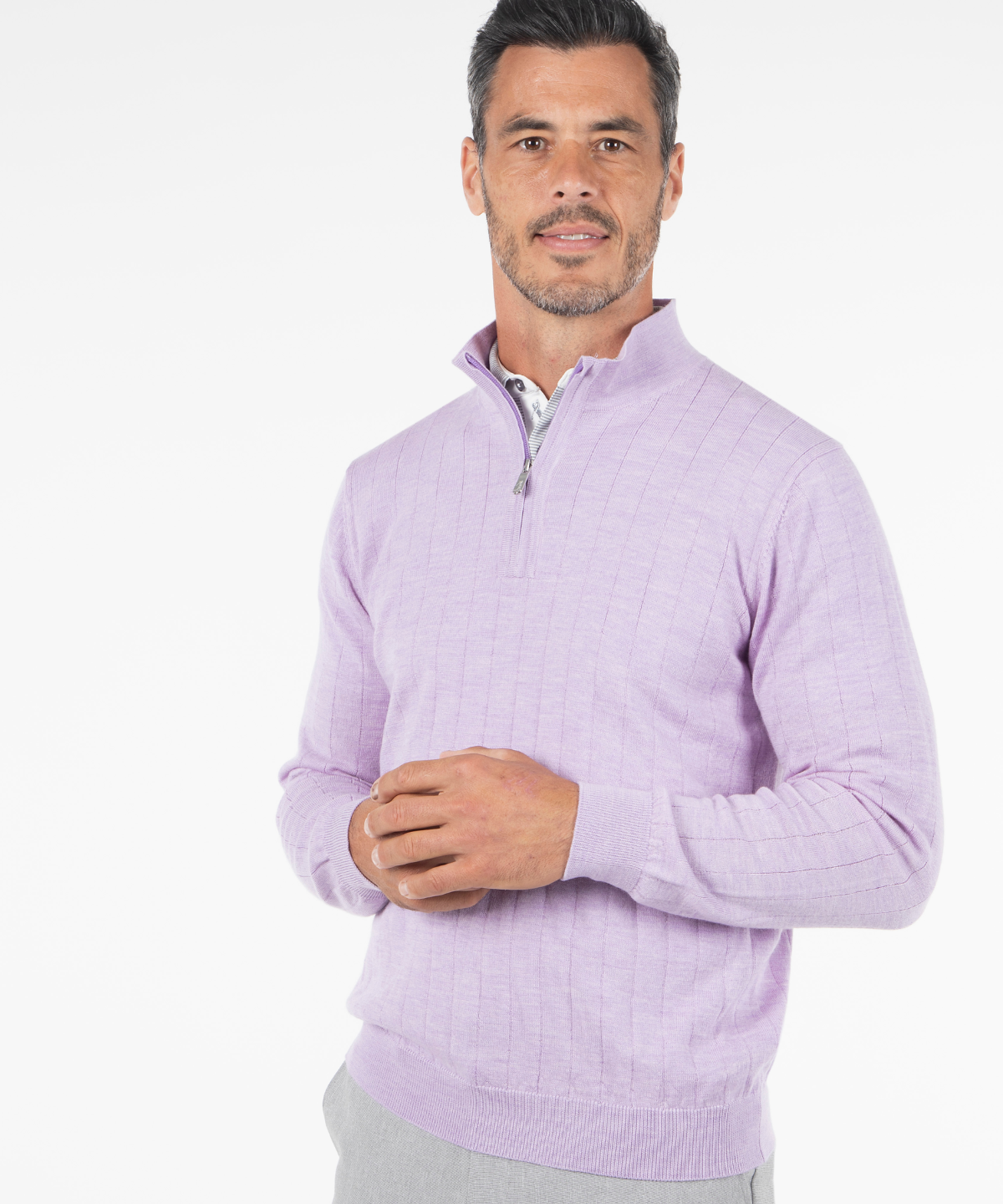 Signature Merino Lined Quarter-Zip Mock Neck Wind Sweater