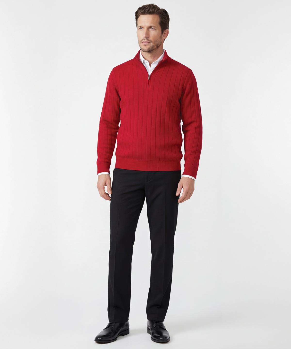 Signature Merino Lined Quarter-Zip Mock Neck Wind Sweater