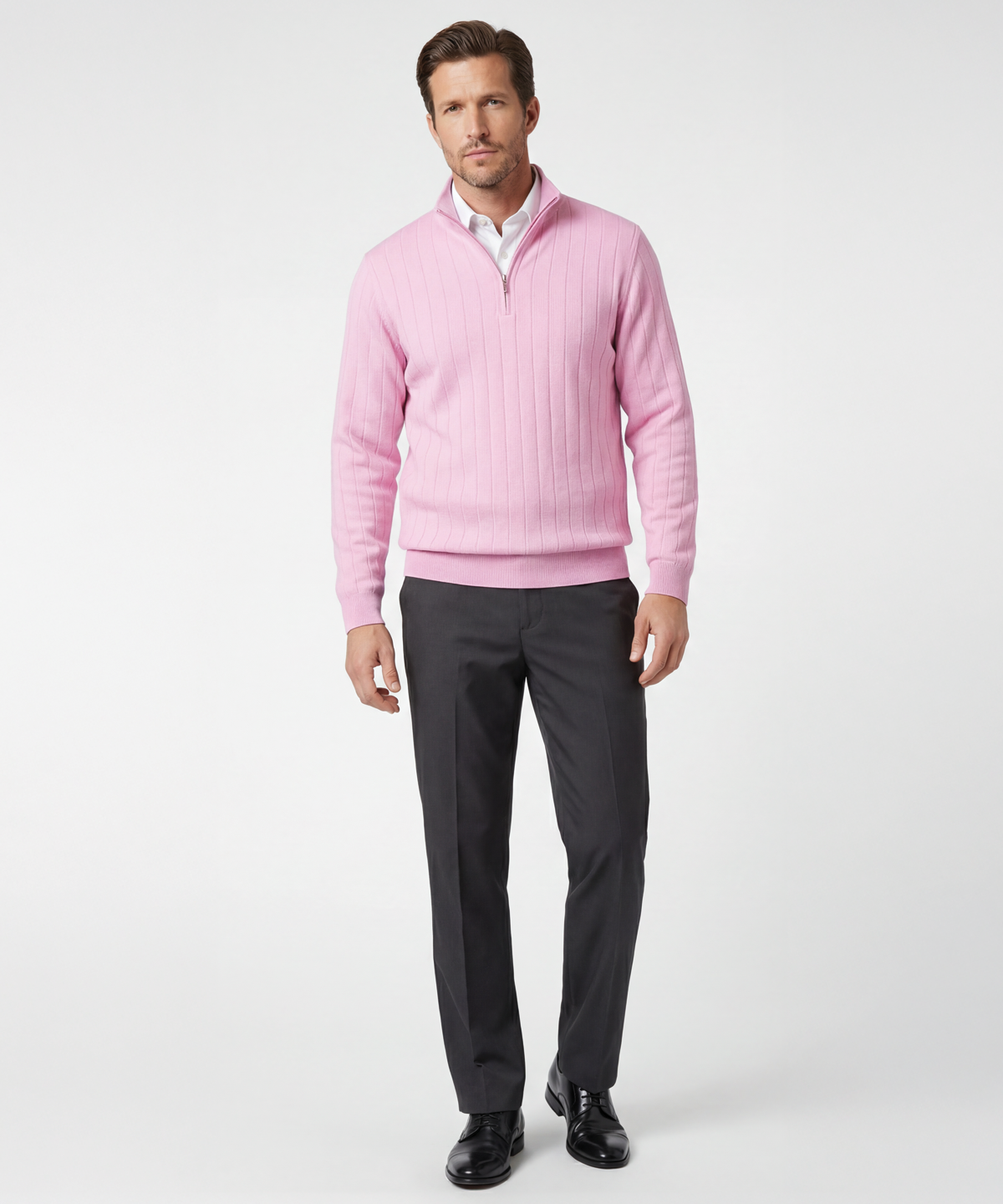 Signature Merino Lined Quarter-Zip Mock Neck Wind Sweater