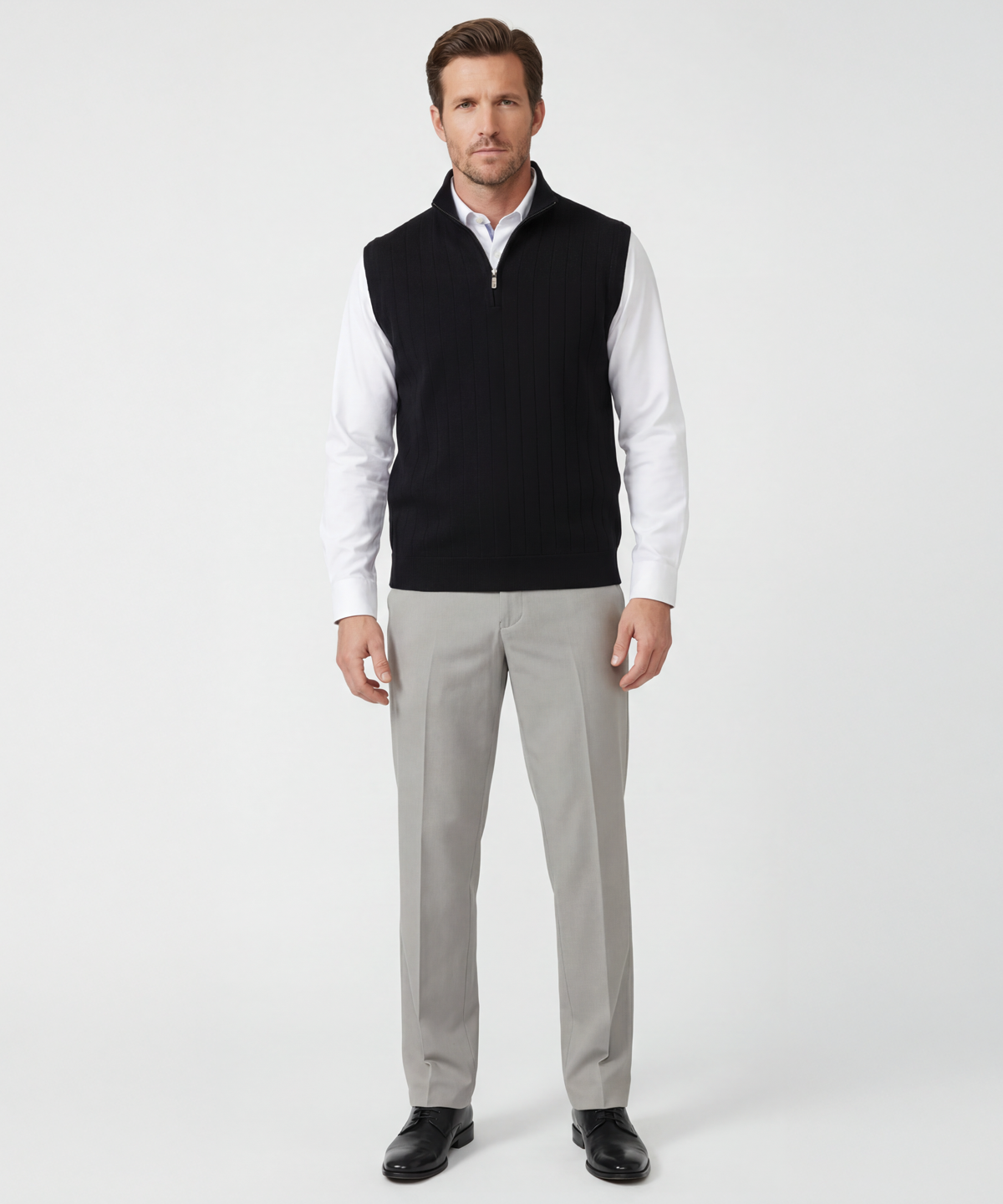 Signature Merino Lined Quarter-Zip Mock Neck Wind Vest